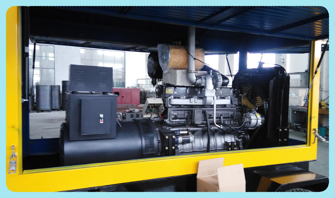 上?？蛻舫晒Σ少彏H柴70kw+移動拖車+防雨箱體準備送往目的地